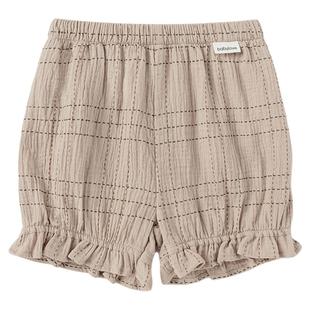 babylove婴儿短裤春夏纯棉纱布大pp裤宝宝洋气百搭格纹外出花苞裤