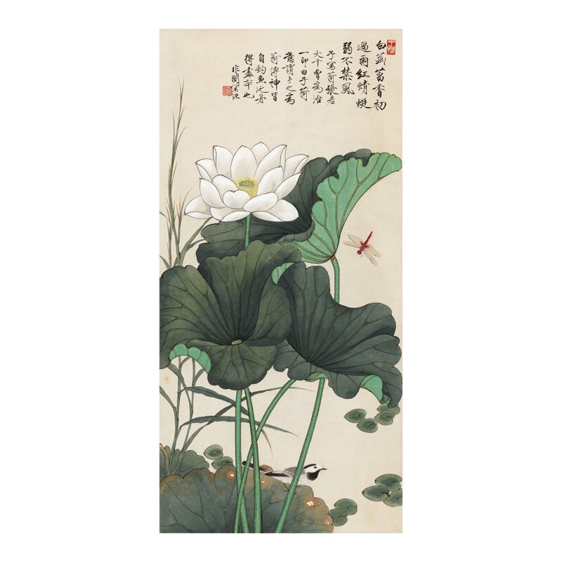于非闇《白荷红蜻图》新中式挂画