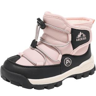 Abckids童鞋25冬季新款棉鞋男童女童雪地靴加绒保暖儿童靴子