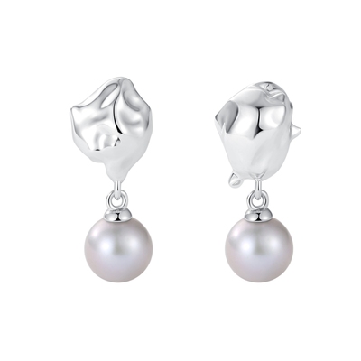 【铂金】OOAK界格PT950珍珠钻石耳环设计师款轻奢灵动