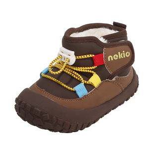 宝宝学步鞋冬季加绒加厚1到3岁婴儿男女童一阶段防滑个性二棉鞋潮