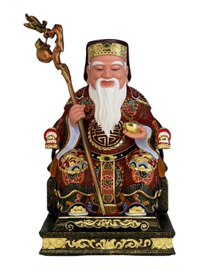 大伯公香樟木雕摆件中式客厅