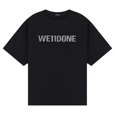 WE11DONE26夏季新品男女同款水钻样式LOGO短袖T恤休闲时尚潮流