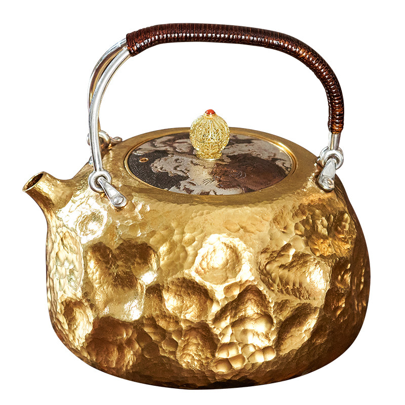 臻宝堂茶壶纯手工24k足金壶泡茶壶999纯金泡壶烧水定制款收藏金壶