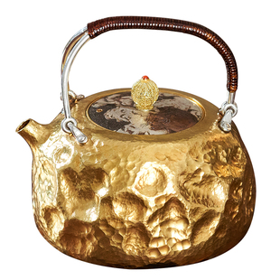 臻宝堂茶壶纯手工24k足金壶泡茶壶999纯金泡壶烧水定制款收藏金壶