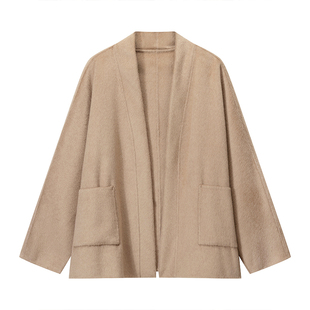 大象和长颈鹿 都市LADY 手工骆驼绒 蓬松柔软双面呢大衣 410219