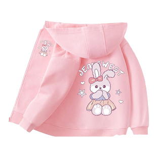 真维斯童装女童外套春秋款2026新款女孩兔子卫衣开衫儿童春装粉色