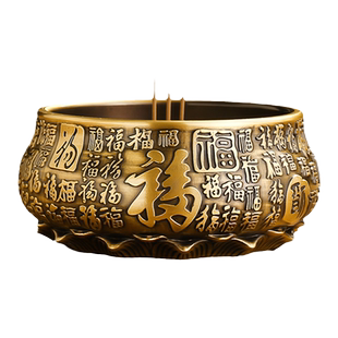 黄铜供奉香炉家用室内供佛百福线香炉沉香檀香上香财神佛前焚香炉