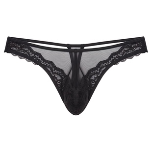 伪男内裤新款男士蕾丝花边内衣伪娘同志薄透性感勾人透气透明光泽