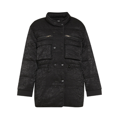 傲丝度黑色宽松夹克羽绒服外套