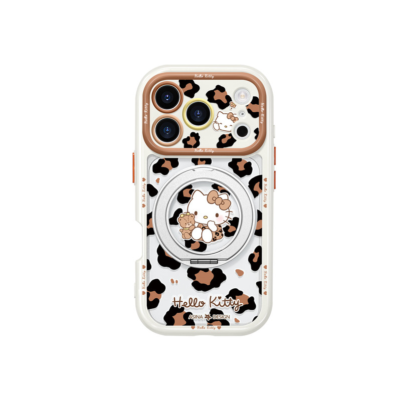 豹纹小熊KT适用iphone17手机壳卡通17Promax新款磁吸透明16Pro防摔带旋转支架14潮牌15pm秋冬ins风保护套Co4