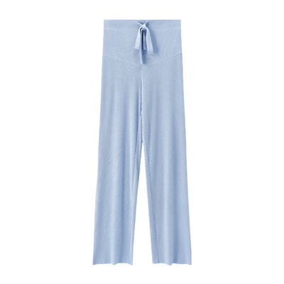 孕妇外穿冰丝阔腿裤长裤高腰绑带