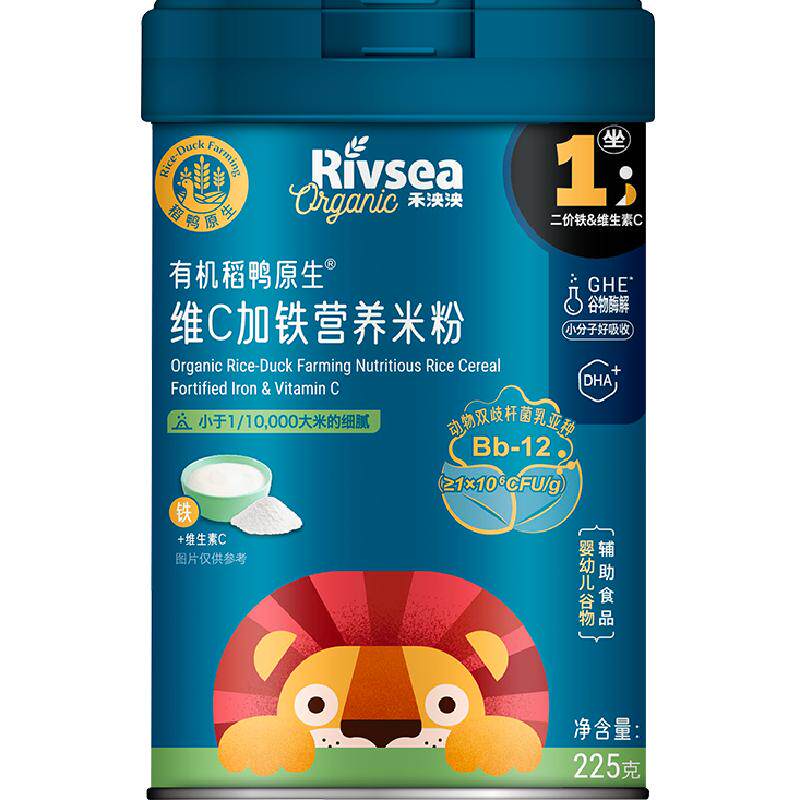 禾泱泱有机稻鸭原生高铁米粉米糊宝宝婴幼儿辅食维C加铁米粉