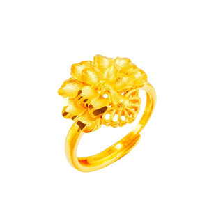 奢华仿24k黄金戒指女士开口孔雀开屏饰品 民族风凤凰指环喜庆礼品