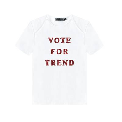 TRENDYWU 美式复古“梦核”叠层C领字母印花弹力修身亲肤棉短袖