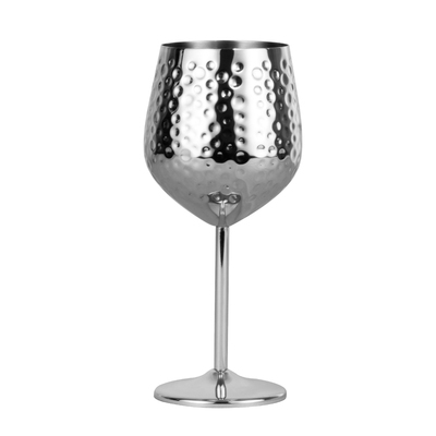 304不锈钢锤纹高脚红酒杯耐摔