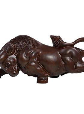 黑檀木雕华尔街牛办公室桌面