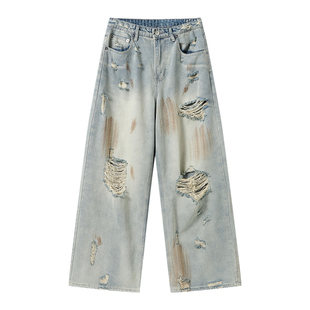 白口阳【车库摇滚】复古破洞乞丐牛仔裤男生小众设计长裤子2025年