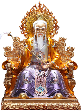 翡铜彩太上老君供奉摆件道德天尊道家三清道祖像元始灵宝天尊神像