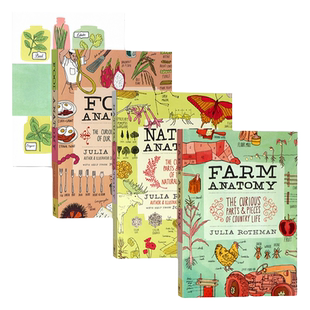 茱莉亚罗斯曼解剖学系列3册套装 英文原版 The Julia Rothman Collection Storey Publishing 全彩插图 农场+自然+食物解剖学