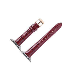 新年红色匠戴适用iwatch11表带苹果S11手表applewatch10竹节纹真皮S10女款SE3新款S9秋冬高级11男运动智能