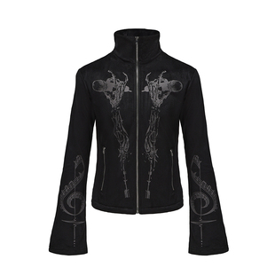 亚文化丝绒外套女春季穿搭音符印花设计感立领夹克视觉系y2k上衣