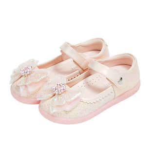 泰兰尼斯meta儿童公主皮鞋春秋款闪灯鞋公主水晶鞋女孩洋气单鞋子
