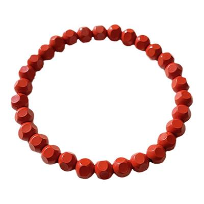 原矿朱砂红砂圆珠切面款手链