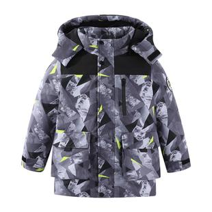 雪中飞kids童装儿童羽绒服男童中大童新款洋气拼接迷彩加厚羽绒服