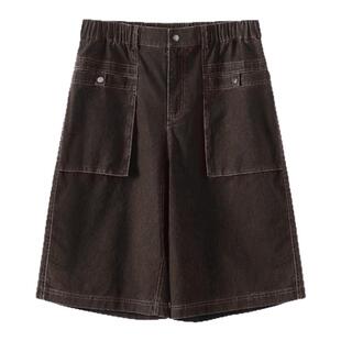 BUTTBILL 25SS日系复古宽松七分裤城市游猎夏季酵洗做旧短裤男女