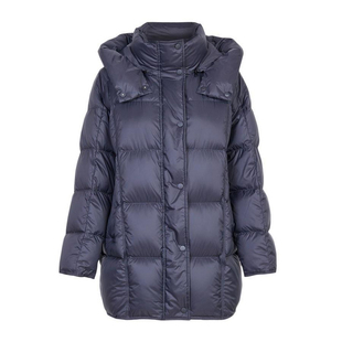 婉甸2025年冬季新品黑色通勤中长款连帽羽绒服女1244D19GS3