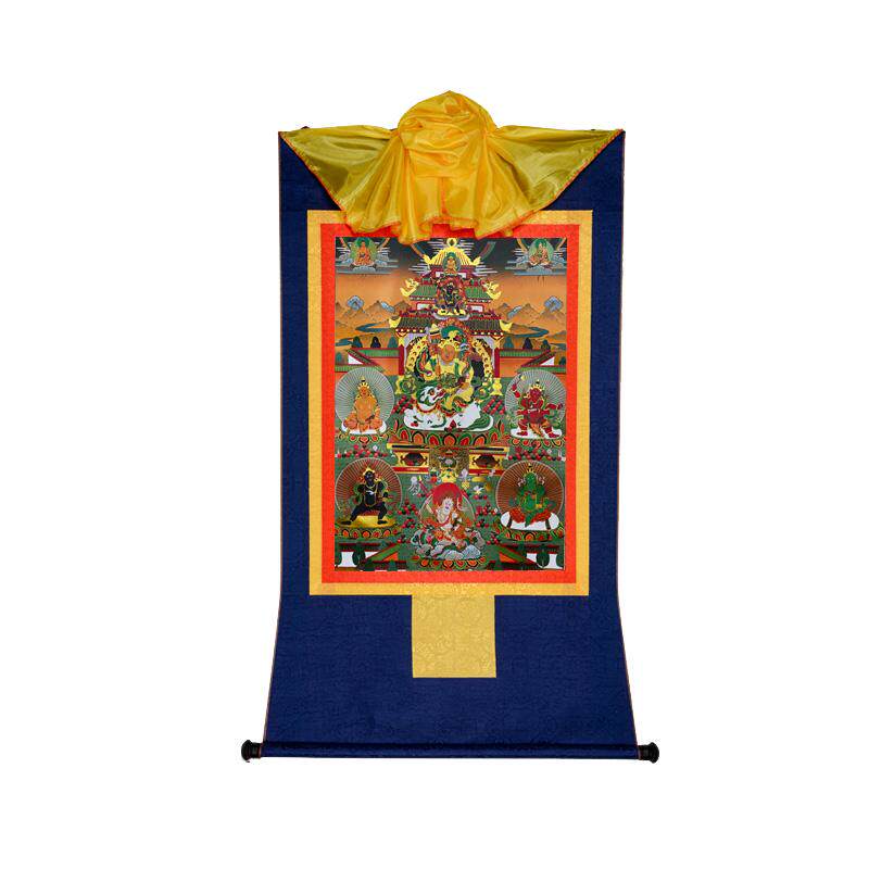 藏村唐卡镀金画心黄财神