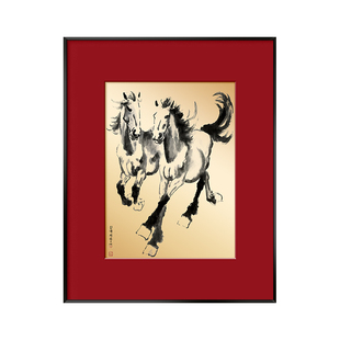 马年装饰画2026新款玄关桌面摆台画新年氛围布置徐悲鸿骏马图挂画
