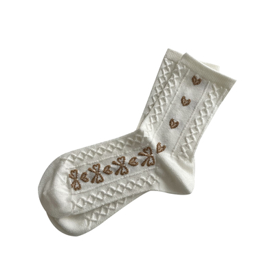 卡通小熊蝴蝶结东丽羊毛袜柔软