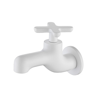 清新白色全铜拖把池水龙头阳台防溅入墙式单冷龙头墩布池快开龙头