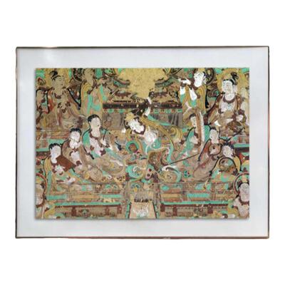 中式玄关书房办公室茶室挂画唐卡壁画《观无量寿经变之乐》装饰画