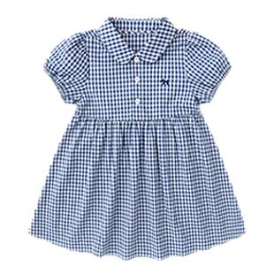 嘟嘟家女童连衣裙夏季女宝薄款公主裙儿童夏款裙子宝宝POLO格子裙