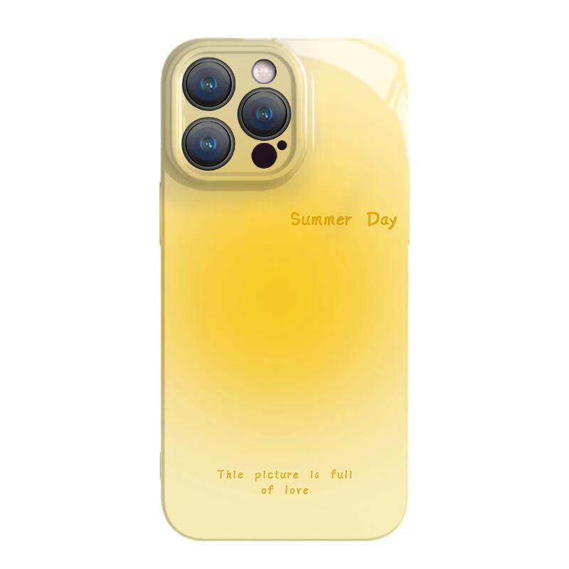 适用iphone15promax新款苹果16简约13全包防摔xr晕染黄色ins风小众高级感春天12菲林保护套plus14