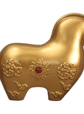 宽和纯黄铜牛马生肖摆件家居桌面