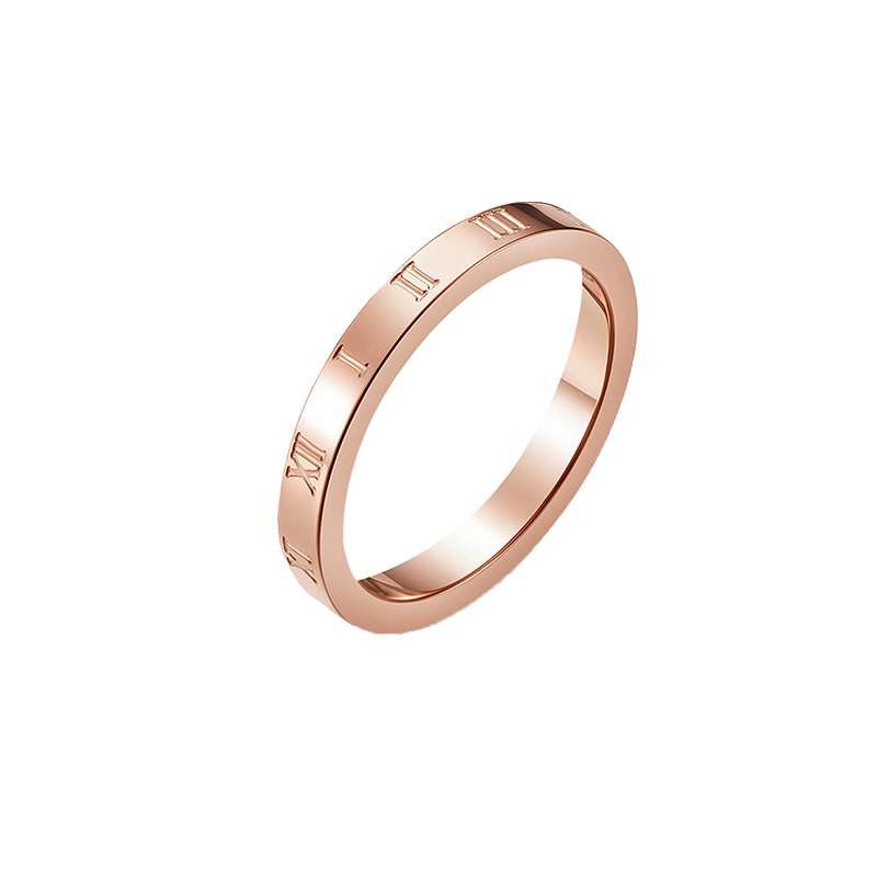 极细罗马数字戒指女小众设计钛钢戒指环尾戒素圈戒指女轻奢高级感