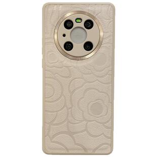 拓岚 适用华为mate40pro手机壳mate80pro新款pura80pro/60皮质山茶花立体浮雕mate70pro全包防摔mate40/50女