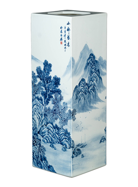 中式陶瓷景德镇客厅花瓶四方镶器
