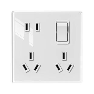 钢化玻璃一开八孔插座带开关多功能十孔超薄面板86型8孔多孔厨房