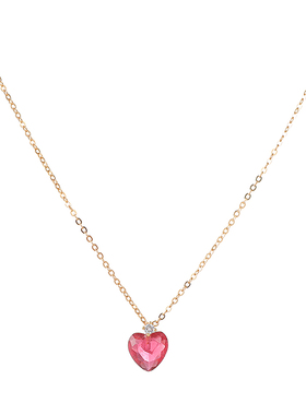 春夏简约百搭红色水晶爱心项链