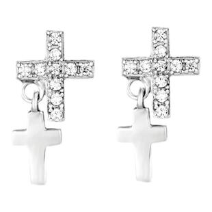 KREAM S925纯银 双十字耳钉男女同款