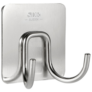 SDR免打孔304不锈钢毛巾挂钩 厨房浴室卫生间单个强力粘胶挂衣钩