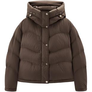 太平鸟冬季款绗缝短款泡芙羽绒服外套白色加厚面包服A1ACE431T