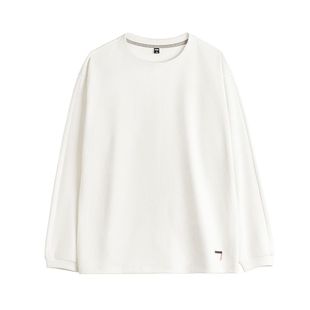 马登工装美式3D坑条长袖T恤白色打底外穿薄款针织无帽卫衣男款春