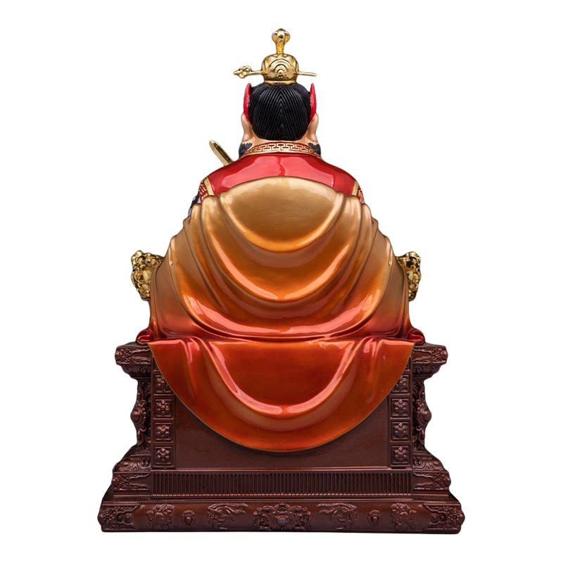纯铜彩绘张天师神像供奉摆件