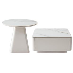 全友家居现代简约岩板组合茶几2025新款客厅家用方几可移动圆几